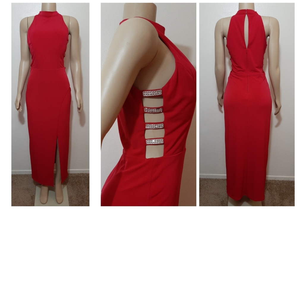 Speechless Special Occasion Red Rhinestone Dress